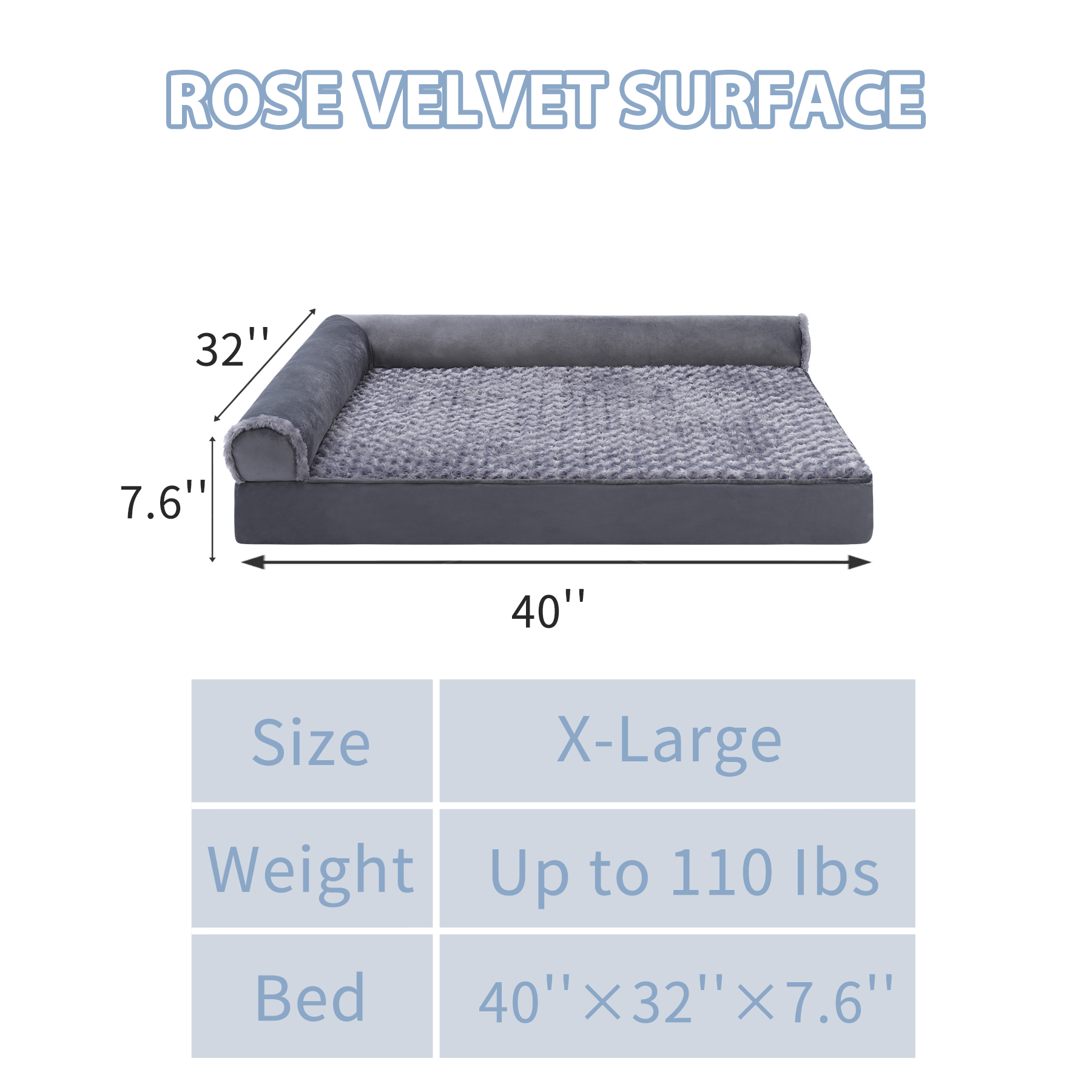 KSIIA Washable Pet Sofa Bed XL Dogs, 40"x32", Gray photo 4