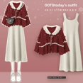 thumbnail image 1 of Winter Red Sweater Set For Women Tank Dress 2-piece Set Christmas Style Elegant, 1 of 5
