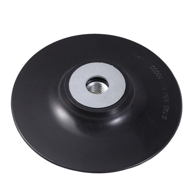 5 pulgadas 125 mm Discos de pulido de papel de acero Junta de disco de pulido Almohadilla de goma Papel de lija Discos de pulido Bandeja adhesiva de papel de acero 14 agujeros (Negro)