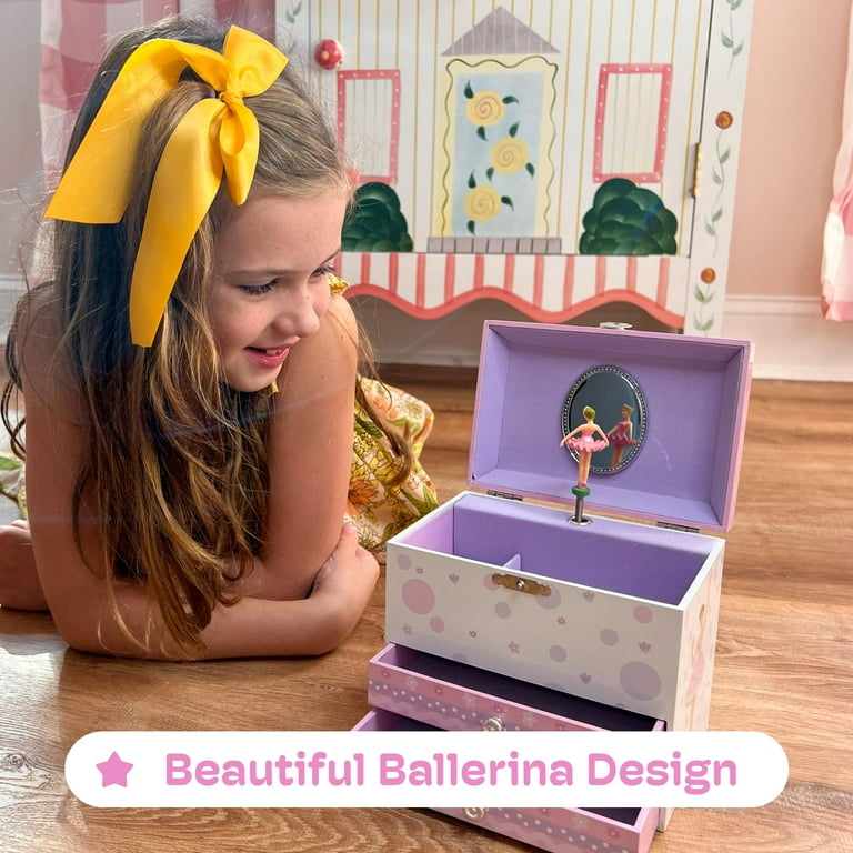 Jewelkeeper Ballerina Musical Jewelry Box for Kids White/Purple