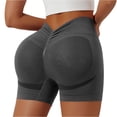 thumbnail image 2 of Domuza Womens Workout Impact Shorts V Back Butt Lifting Tummy Control Gym Shorts Comfy Running Seamless Booty Biker Shorts Gray S, 2 of 8