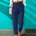 thumbnail image 2 of Edvintorg Casual High Waist Pants Women Summer Casual Loose Cotton and Linen Pocket Solid Trousers Pants Sweatpants Womens Clothing, 2 of 6