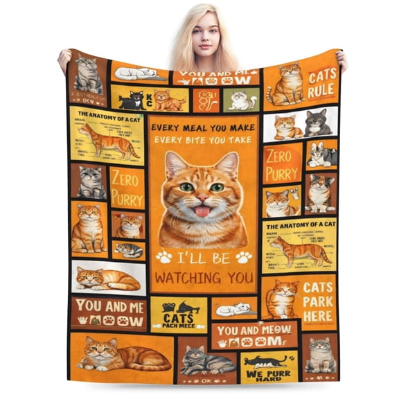 Cat Lover Blanket Gift Throw Blanket Cute Cat Pattern Blanket Cozy Soft Home Decor Gift for Cat Lovers Women Girls 50x40