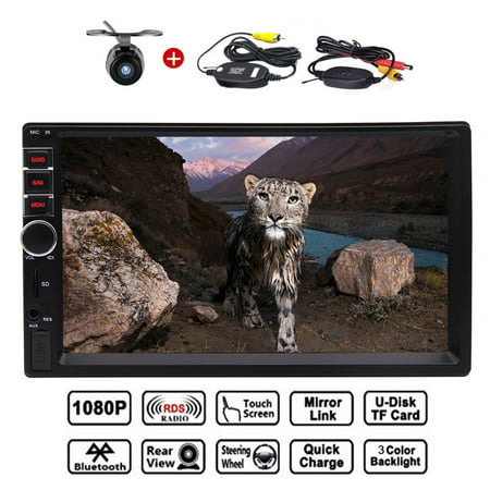 7 Inch Double Din Touch Screen Car Audio Stereo Receiver MP5 Player FM Radio Video Bluetooth with Wrieless Camera Media player Support