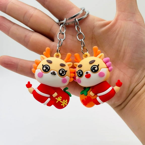 LOLIPPYY 4Pcs Decorative Dragon Keychains PVC Material Multi Use Key Chain Pendant Backpack Bag Charm