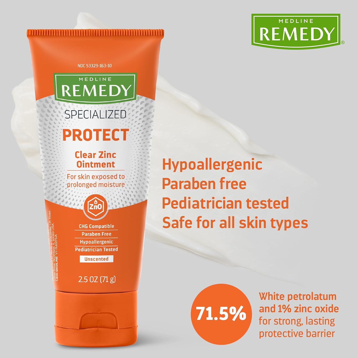 Medline Remedy Specialized Clear Zinc Oxide Ointment, 2.5 oz
