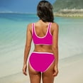 thumbnail image 5 of Xudanell Bikini Set for Women Two Piece Swimsuit V Neck Triangle Top Wide Straps Cross Back Lace up Mid Rise Sexy Swimwear (Pink,S), 5 of 9