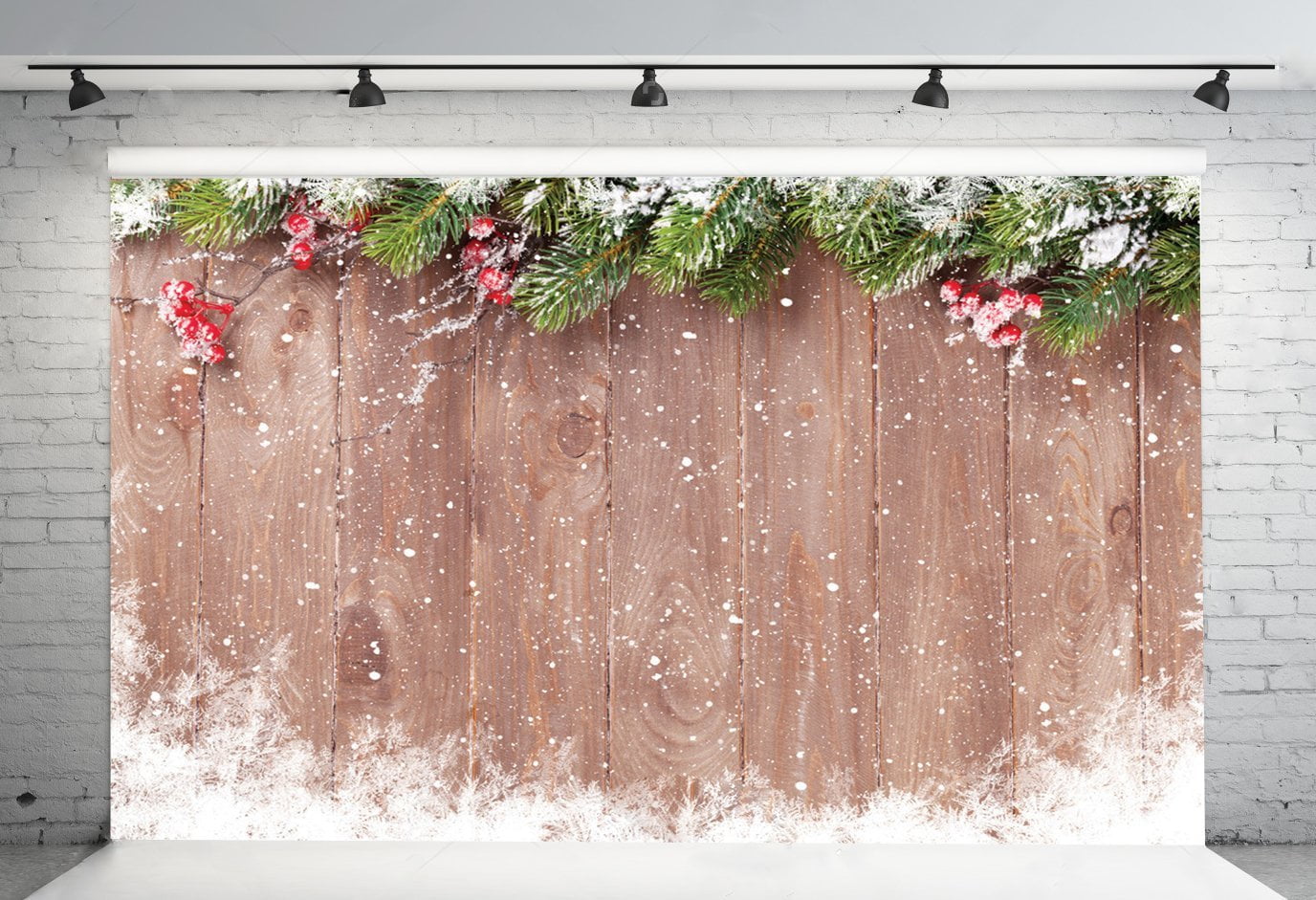 GreenDecor Polyster 7x5ft Christmas Backdrop Wood Board Theme ...
