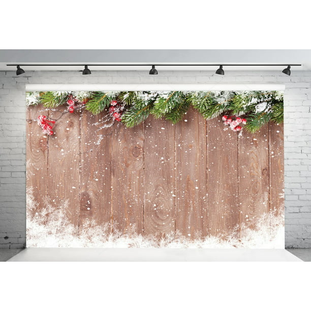 GreenDecor Polyster 7x5ft Christmas Backdrop Wood Board Theme ...