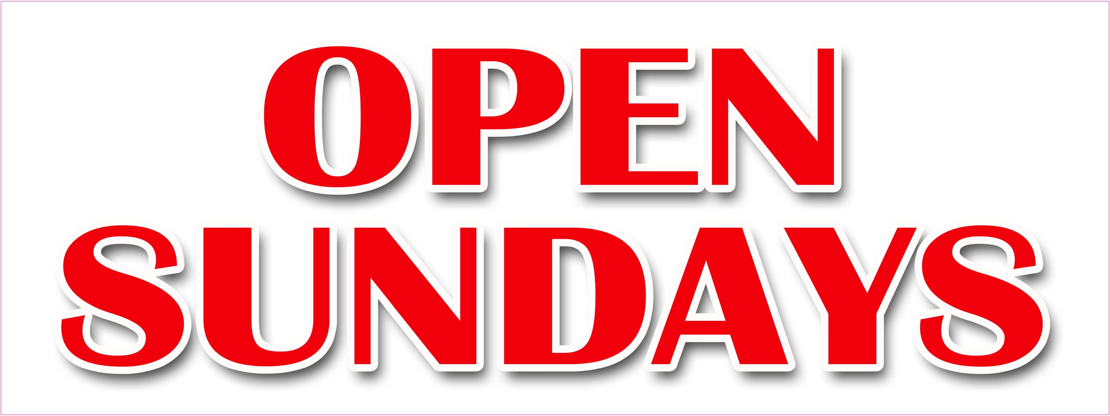 OPEN SUNDAYS DECAL sticker open weekends hours of operation schedule