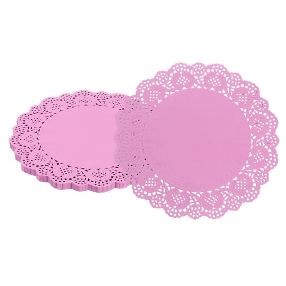 50pcs Paper Doilies, 6.5 Inch Lace Paper Doilies, Disposable Paper Placemats Pink
