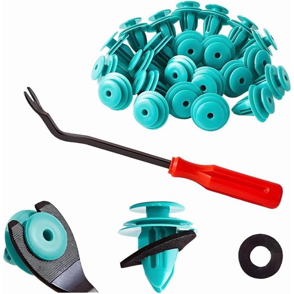100 Pcs Clips de Retenue pour Panneau de Porte de Voiture, Clips de Fixation à Pousser avec 1 Pce Détacheur de Plastique, Trousse de Remplacement OEM#90467-10188, Compatible Echo Sequoia Solara (Vert) Vert -