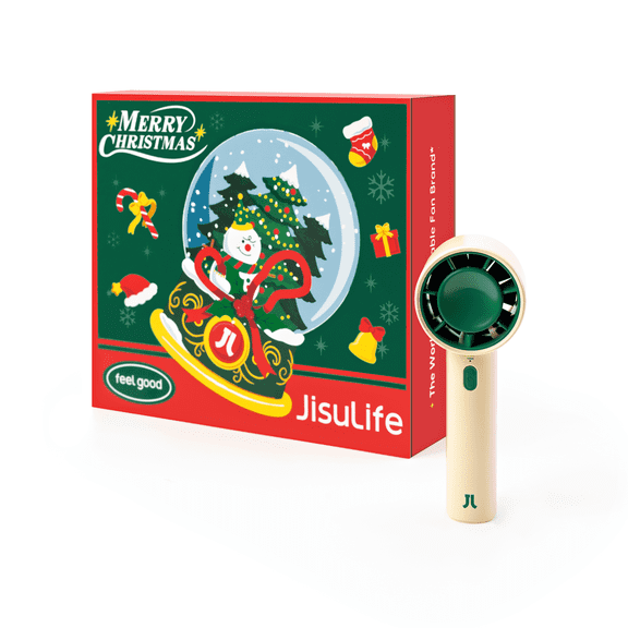 JISULIFE Portable Handheld Fan, 4000mAh Mini Rechargeable, 5 Speeds & Up to 22H Cooling. Ideal for travel, camping, beach, and makeup. Gift for Women, Men, Bridesmaids, Birthday (Beige)
