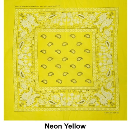 Neon Yellow Paisley Print Designs Cotton Bandana (22 inches x 22 inches)