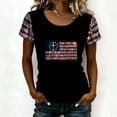 thumbnail image 2 of Wxolcjlv Women's 250th Anniversary Patriotic T-Shirt Rhinestone Cross Flag Graphic Independence Day Tee Short Sleeve Patriotic Tshirt, 2 of 5