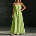 thumbnail image 2 of VBVC Women's Spaghetti Strap A-Line Maxi Dress , Ladies' Loose Casual Sleeveless Beach Dress , Summer Vacation Flowy Long Dress For Women,Green,S-3XL, 2 of 6