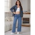 thumbnail image 5 of DARING DIVA Women's Maternity  Wide Leg Loose Middle Waist Denim Pants 2XL Blue, 5 of 8