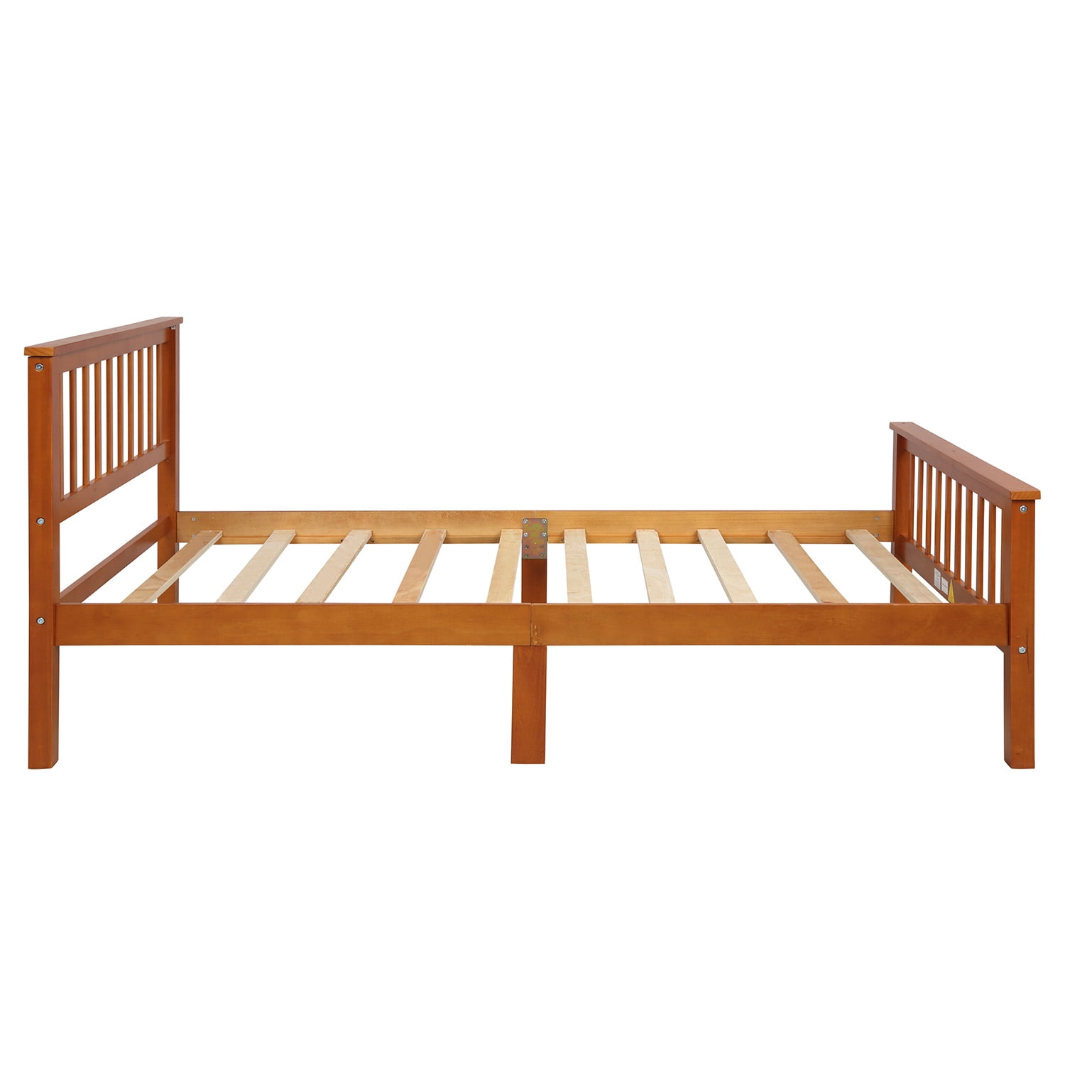 Mintazer Twin Size Vintage Platform Bed Frame with Headboard & Footboard for Kids Teens Boys Girls, Oak