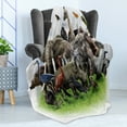 thumbnail image 4 of Africa Soft Flannel Fleece Throw Blanket, Digital Collage of Wild Fauna Safari Animals Zoo Theme Print Artwork, Cozy Plush for Indoor and Outdoor Use, 50" x 60", Multicolor, by Ambesonne, 4 of 5