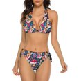 thumbnail image 1 of NICKSUN Women's Bikini Sets, Cute Print Two Piece Bathing Suits Sexy Halter Padded Bikini Swimsuits, 1 of 6