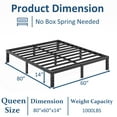 thumbnail image 3 of FSCHOS 14 Inch Queen Size Bed Frame, Heavy Duty Metal Platform, No Box Spring Needed, Easy Assembly, Black, 3 of 8