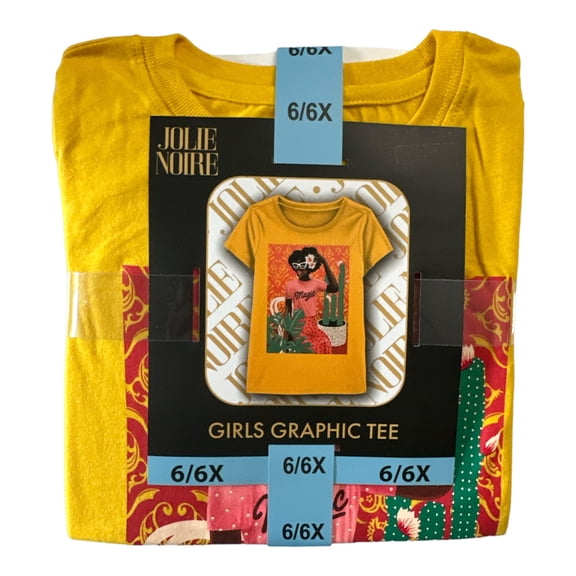 Jolie Noire Girl's Black Is Beautiful Graphic Print Short Sleeve Tee (6/6X)