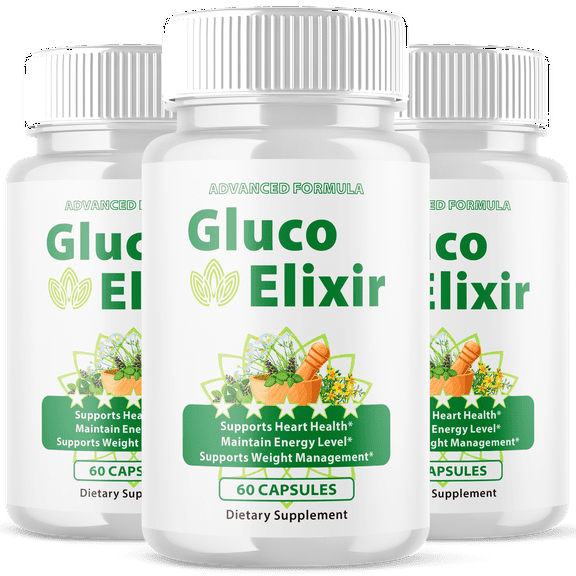 Gluco Elixir Blood Support Pills Advanced Formula Vitamin Supplement GlucoElixir 180 Capsules