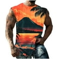 thumbnail image 3 of BiZtdJrK Men's Tank Tops Summer Beach Vacation Sleeveless Shirts Casual Palm Graphic Muscle Gym Workout Tanks Orange XXL Ofertas Relampago de Hoy, 3 of 6