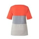 thumbnail image 5 of Camiseta de mujer Blusa de cuello redondo de manga corta con bloque de color, rojo colorido, L AweSitey AP002555-58, 5 of 7