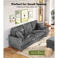 thumbnail image 2 of Welzona 87" Corduroy Sofa, Modern 3-Seater Couch with 2 Throw Pillows, Tool-Free Assembly, Grey, 2 of 10