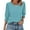 13-Cyan, variant on Womens Graphic Tees Basic Round Neck Stretch Solid Color Three Quarter Puff Sleeve Baggy Fashion Casual Plus Size Camel Size L