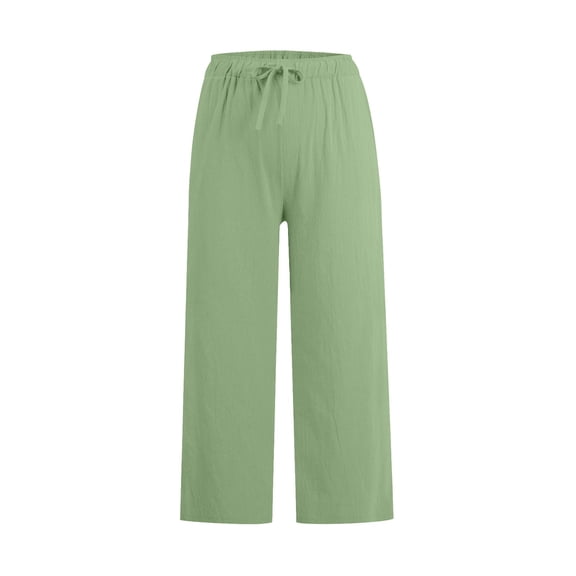 SwiftWear Wide Leg Capri Pants for Women - Drawstring Waist Relaxed Fit Cropped Pants with Pockets, Casual Linen-Like Lounge Capris S-3XL​