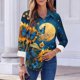thumbnail image 4 of Camisa Impresa de Manga Larga Casual de las Mujeres con Cuello en V, Blusa con Botones de Longitud Regular para el Uso Diario, 4 of 6