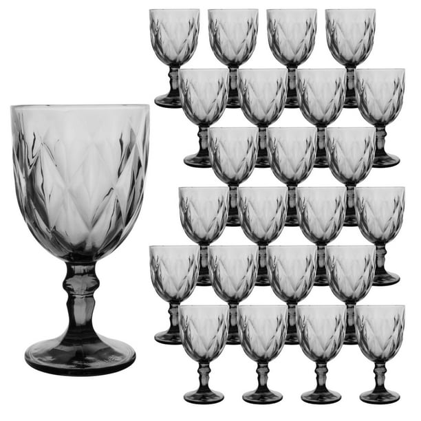 Juego 24 Copas de Vidrio Cristal para Champaña Vino Agua Color Humo