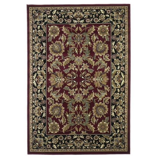 HomeRoots 352852 7 ft. 7 in. Round Polypropylene Red & Black Area Rug