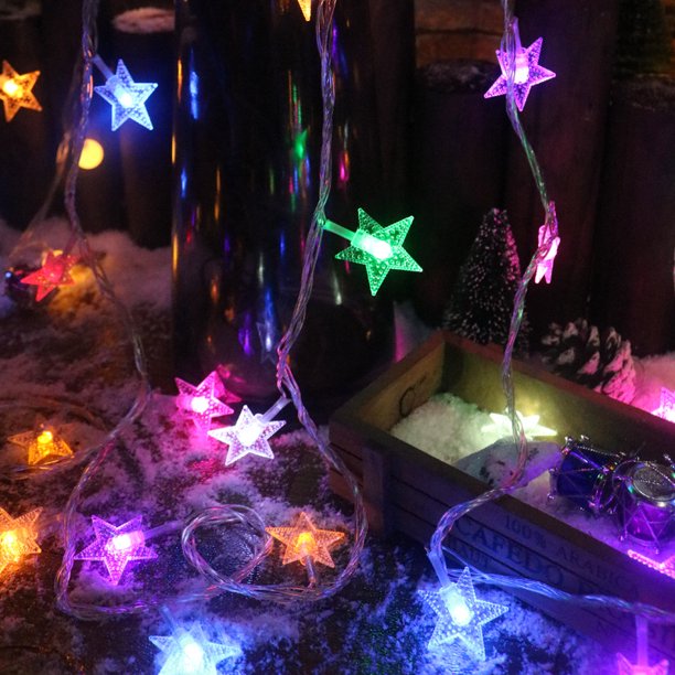 1 juego de luces de cadena de estrellas Luces de estrellas de Navidad USB 50 LED 5m Luces de hadas con luces de estrellas de control remoto para carpa Decoración de balcón de jardín de Navidad JAMW Sencillez