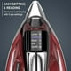 thumbnail image 3 of Rowenta, Plancha de vapor Focus Excellence con suela de acero inoxidable, cable retráctil, más de 400 microorificios de vapor, vapor potente, pantalla LED, 1750 W, carrete, color rojo DW5433, 3 of 5
