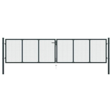 vidaXL Mesh Garden Gate Galvanized Steel 157.5"x49.2" Gray