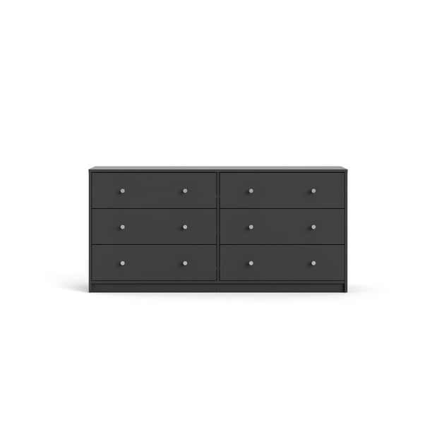Tvilum Studio 6 Drawer Double Dresser, Fusion Black And Gray Dresser