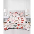 thumbnail image 2 of Quilt King Size Bedding Set, Valentine's Day Love Heart Reversible Summer Quilt 3 Pieces, Pink Red Black Romantic Lightweight Bedspreads Coverlets with 2 Pillow Shams for All Seasons, 2 of 5
