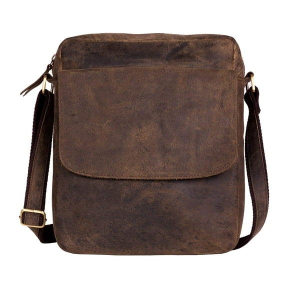 11-Inch Leather Crossbody Messenger Bag for Men and Women – Full-Grain Buffalo Leather, Fits Tablet and Daily Essentials