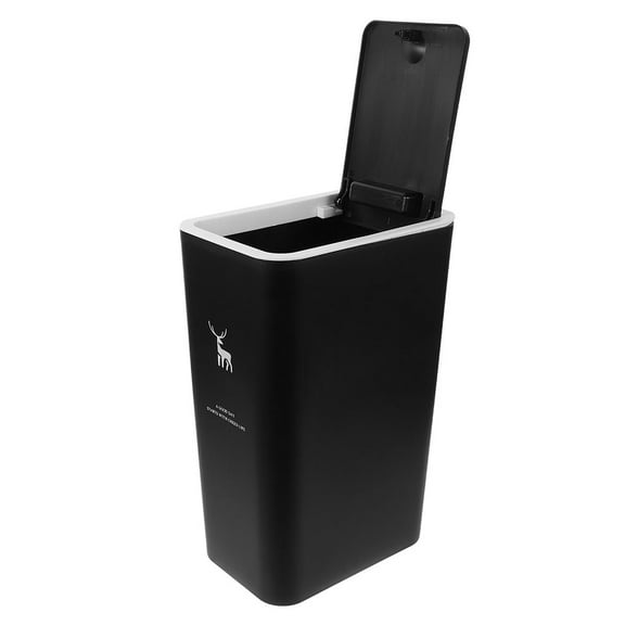 ELAYARD Black Plastic Garbage Can with Lid Sleek Design for Home Easy Disposal
