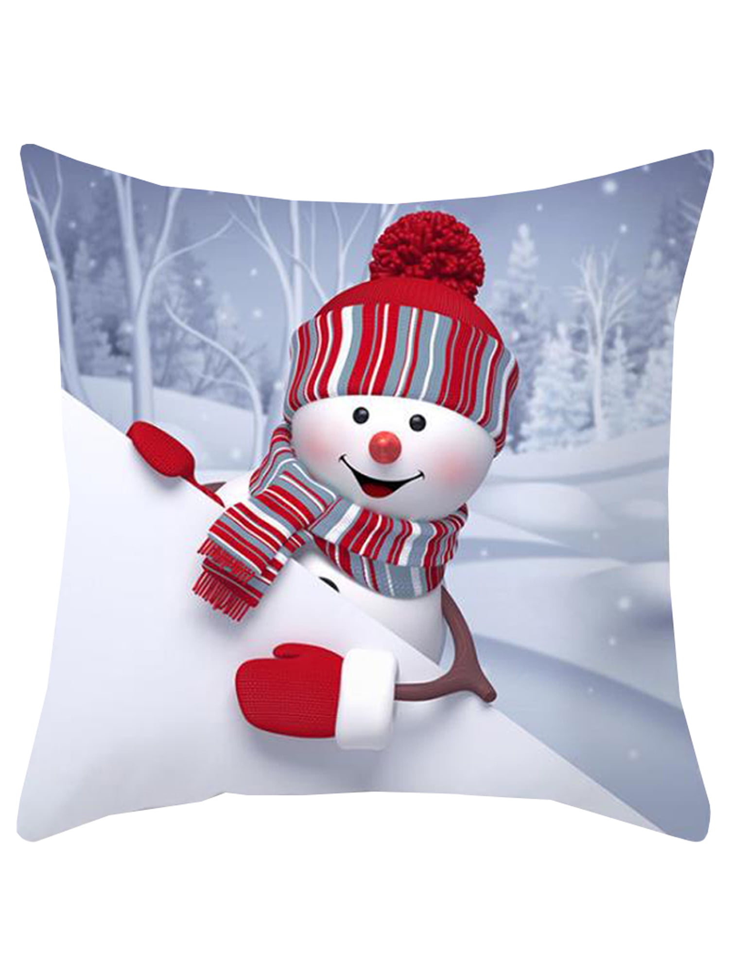 Christmas Snowman Cushion Covers Throw Xmas Pillow Cases Home Sofa
