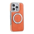 thumbnail image 2 of for iPhone 14 Pro Max Case, Plating PU Leather Magnetic Mag-Safe Phone Case with Built-in 360° Rotatable Ring Stand Shockproof Protective Kickstand Phone Case for iPhone 14 Pro Max, Orange, 2 of 9