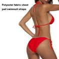 thumbnail image 4 of Traje de baño de dos piezas para mujer Traje de baño sexy Conjuntos de bikini triangular con tanga halter, Traje de baño de color sólido Dividido Femenino Sensual Tejido de poliéster Almohadilla para, 4 of 8