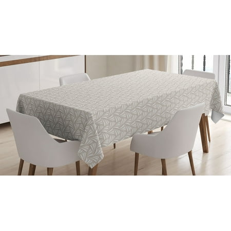 

Art Deco Tablecloth Damask Style Geometric Seashell Inspired Wavy Stripes and Pointilistic Lines Rectangle Satin Table Cover for Dining Room and Kitchen 60 X 90 Dust and White by Ambesonne