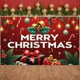 thumbnail image 6 of Red Theme Christmas Banner Festive Merry Christmas Banner Snowflake Design Gift Pattern Holiday Banner for Christmas Party Holiday Celebration Indoor Decoration, 6 of 9