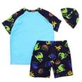 thumbnail image 3 of StylesiLove Kids Boy Cartoon Dinosaur Shark Rash Guard Top & Swim Shorts with Hat 3 pcs Set, 3 of 18