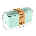 thumbnail image 3 of Pink Stackable Bento Box Japanese Lunch Box Kit with Spoon & Fork,Compartment Wheat Straw Meal Prep Containers for Adults, 3 of 6