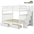 thumbnail image 3 of Full over Ful Bunk Bed with Storage Drawers and 3-Tier Shelves, Bunk Bed/Wood Bunk Bed Full Size with Safety Guardrail, Headboard and Footboard, Bunk Bed for Teens, Adult(White), 3 of 14